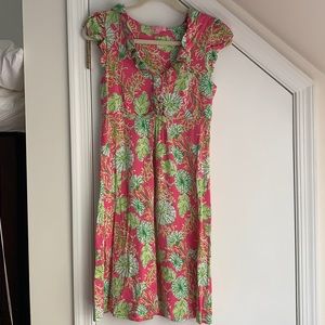 Lilly Pulitzer silk short sleeve ruffle dress